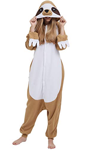 DarkCom Adult Sloth Onesie Pajamas Animal Cosplay Halloween Costume Christmas Pajamas Unisex Sleepwear X-Large