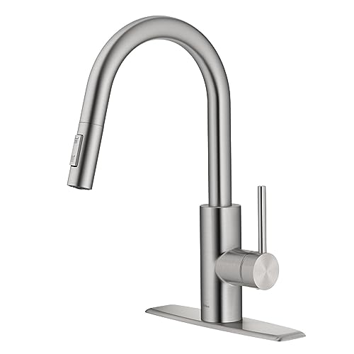 KRAUS Oletto Spot Free Stainless Steel Finish Dual Function Pull-Down Kitchen Faucet, KPF-2620SFS, 15 1/8 inch