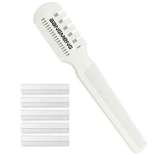 BANGMENG Hair Cutter Comb,Shaper Double Edge Razor,Split Ends Hair Trimmer Styler, For Thin & Thick Hair Cutting and Styling, Extra 5 Blades Included.