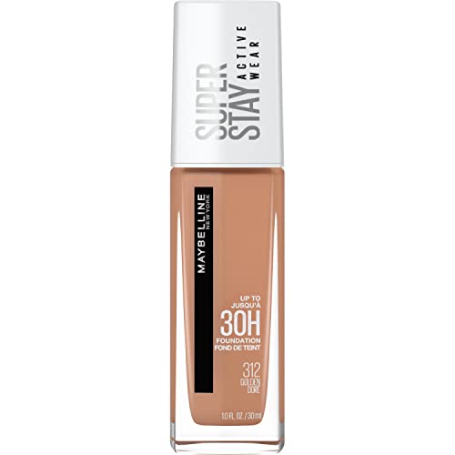 Maybelline Super Stay Full Coverage Liquid Foundation Active Wear Makeup, Up to 30Hr Wear, Transfer, Sweat & Water Resistant, Matte Finish, Golden, 1 Count