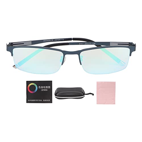 Color Blindness Glasses for Men Women, Dark Blue Frame, PC Stainless Steel Double Sided Coating, Correct Color Identification