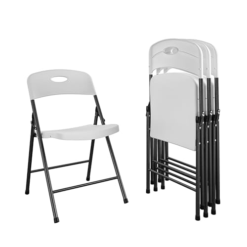COSCO CoscoProducts Solid Resin Folding Chair, (Pack of 4), White