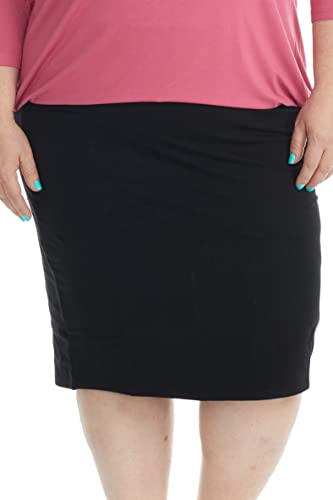 ESTEEZ Plus Size - Black Pencil Skirts for Women Knee Length - Business Skirts for Women - Dallas (EX802111 Black 2X)