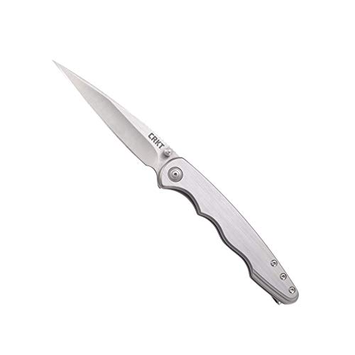 CRKT Flat Out EDC Folding Pocket Knife: Everyday Carry, Satin Blade, Assisted Open, Frame Lock, Stainless Steel Handle, Deep Carry Pocket Clip 7016