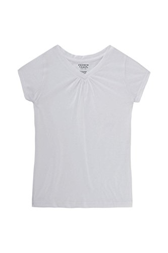 French Toast girls Short Sleeve V-neck T-shirt Tee Polo Shirt, White, 7 8 US