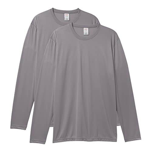 Hanes Men's Long Sleeve Cool Dri T-Shirt UPF 50+, X-Large, 2 Pack ,Graphite
