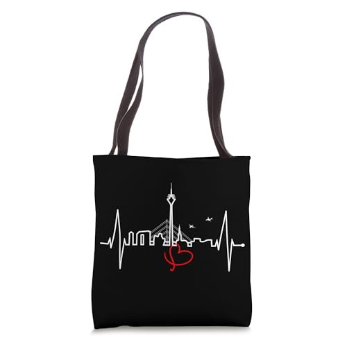 Düsseldorf Skyline Heartbeat Heart I Love Dusseldorf Germany Tote Bag