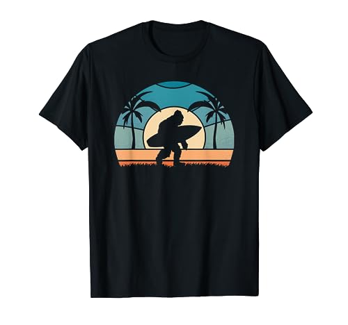 Bigfoot Surfer on the Beach Surfing Vintage Bigfoot T-Shirt