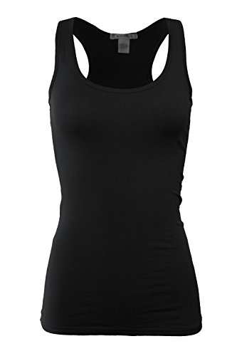 Bozzolo RT1777 Basic Cotton Spandex Racerback Tank Top Black M