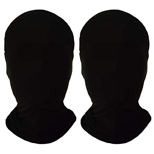 HOMELEX 2 Pieces Full Face Mask, 2nd Skin Masks,Halloween Spandex Hood for Unisex Cloth-Black