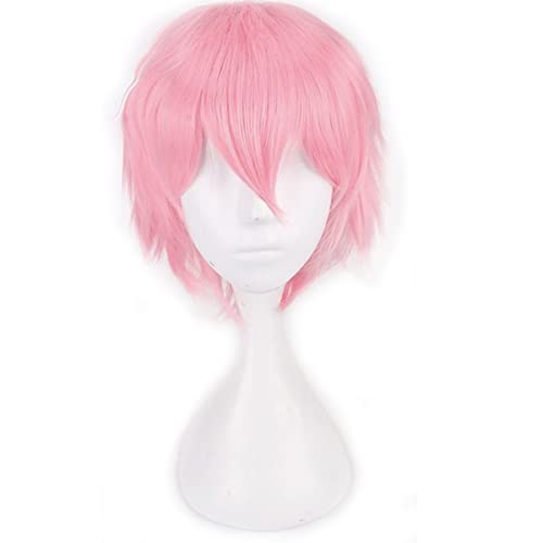 Kediciz Unisex Anime Short Cosplay Wig With Bangs Anti-alice Pink Synthetic Hair Wigs for Women Mens Boys Party Halloween Costume + Free Cap