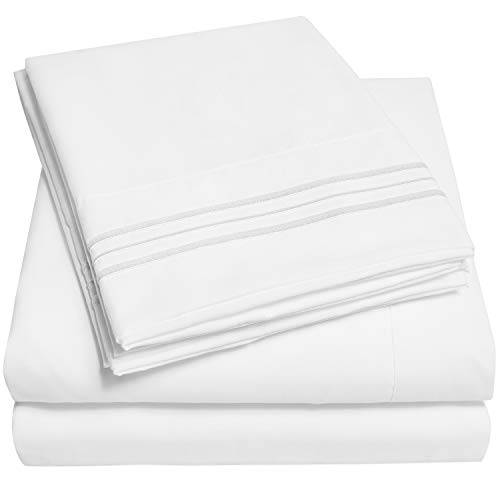 1500 Supreme Collection Queen Sheet Sets White - Luxury Hotel Bed Sheets and Pillowcase Set for Queen Mattress - Extra Soft, Elastic Corner Straps, Deep Pocket Sheets, Queen White