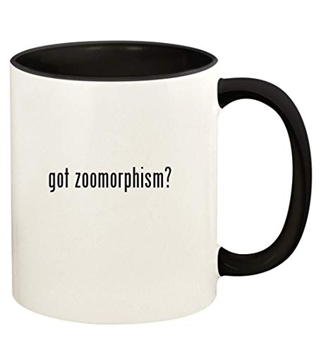 Knick Knack Gifts got zoomorphism? - 11oz Ceramic Colored Handle and Inside Coffee Mug Cup, Black