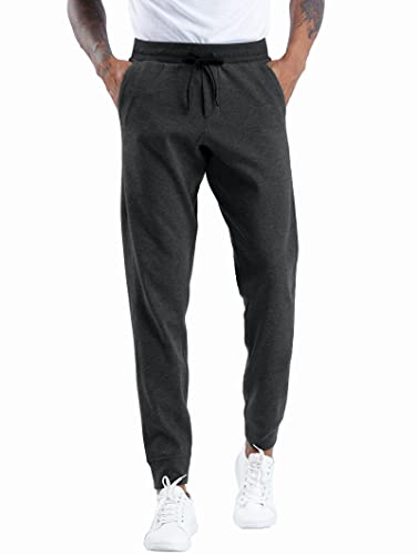 THE GYM PEOPLE Men's Fleece Joggers Pants with Deep Pockets Athletic Loose-fit Sweatpants for Workout, Running, Training (XX-Large, Dark Grey)