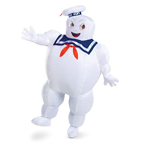 Disguise Inflatable Stay Puft Marshmallow Man Costume, Official Ghostbusters Afterlife Movie Fan Operated Blow Up Suit, Multicolored, One Size (up to 42-46)