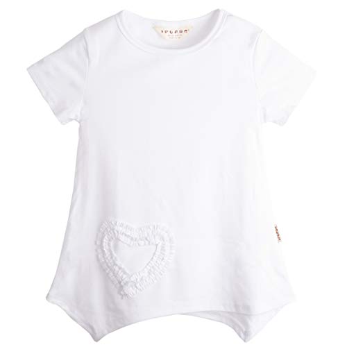 Ipuang Little Girls Heart Shaped Casual Cotton Cap Sleeve Tee T Shirt Top White 6