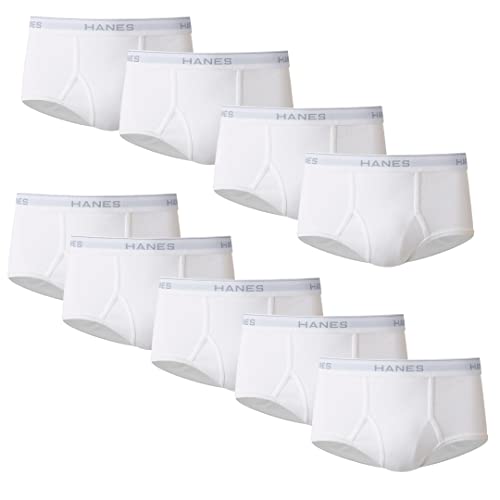 Hanes Mens Moisture-wicking Cotton Briefs, Available In White And Black, Multi-packs, White - 9 Pack, Medium US