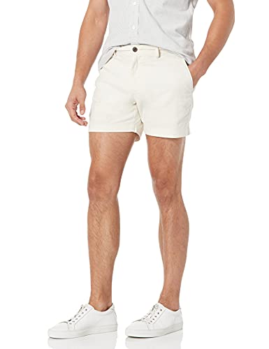 Amazon Essentials Men's Slim-Fit 5' Lightweight Comfort Stretch Oxford Short (Previously Goodthreads), Cream, 33