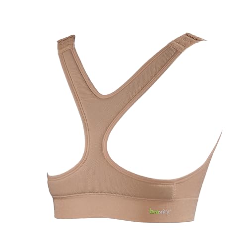 Bravity Women Anti-Wrinkle Cleavage Sleep Bra/Seamless & Adjustable Beige Size Medium