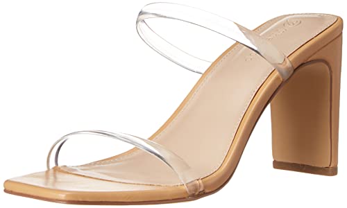 The Drop Women's Avery Square Toe Two Strap High Heeled Sandal, Clear, 7.5