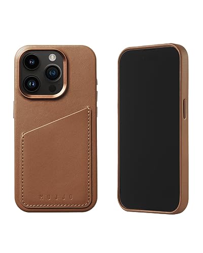 Mujjo Leather Wallet Phone Case - Fits iPhone 15 Pro - MagSafe Compatible - Premium European Leather Case with Card Pocket - Enhanced Phone & Camera Lens Protection - Crafted with Recycled Materials