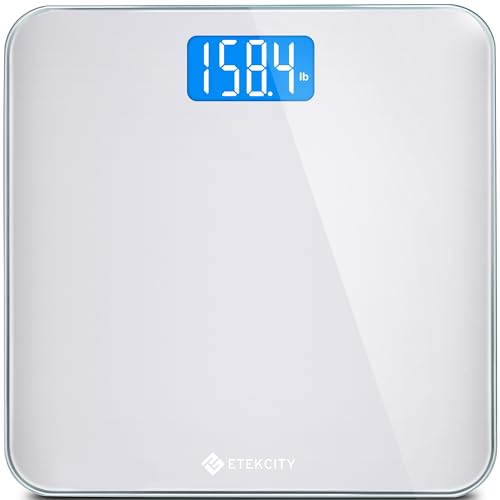 Etekcity Scale for Body Weight, Digital Bathroom Weighing Machine for People, Large and Easy-to-Read Backlight Display, Accurate with High Precision Measurements, Durable Tempered Glass, 400 lbs