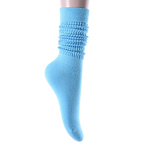 Zmart Slouch Socks For Women Girls, Cotton Scrunch Socks Women, Boot Long High Tube Socks Blue