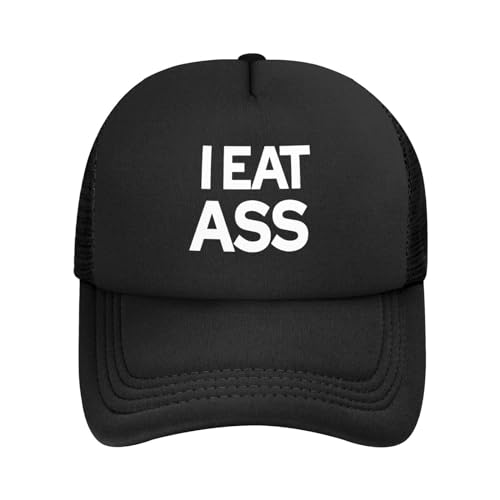 I Eat Ass Trucker Hat - Mesh Baseball Snapback Cap for Men Or Women Outdoors Black