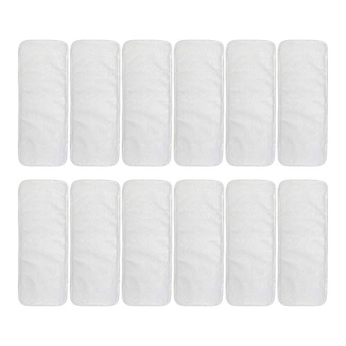 ALVABABY 12pcs Microfiber Inserts,Soft Cloth Diaper Liner,3-Layer Absorbent Inserts,Reusable for Baby Cloth Diapers 12T