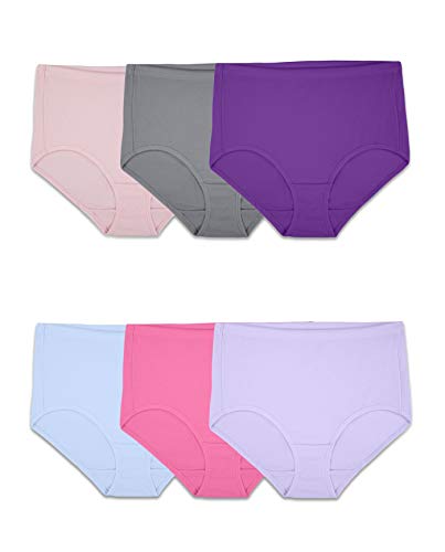 Fruit of the Loom Women's Underwear Breathable Panties (Regular & Plus Size), Brief - Cotton Mesh - 6 Pack - Colors May Vary, 7