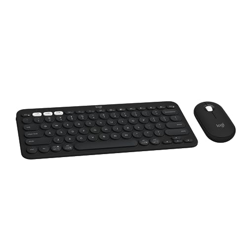 Logitech Pebble 2 Combo, Wireless Keyboard and Mouse, Quiet and Portable, Customizable, Logi Bolt, Bluetooth, Easy-Switch for Windows, macOS, iPadOS, Chrome - Black
