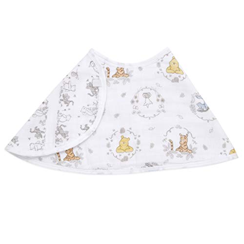 aden + anais Disney Burpy Baby Bib, 100% Cotton Muslin, Soft Absorbent 4 Layers, Multi-Use Burp Cloth and Bib, 22.5” X 11”, Single, Winnie the Pooh and Friends