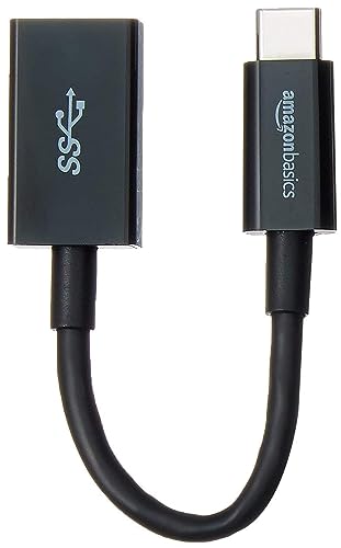 Amazon Basics USB-C to USB-A 3.1 Gen1 Female Adapter Cable Converter, 5Gbps High-Speed, USB-IF Certified, for Laptops, Tablets, Phones, Black