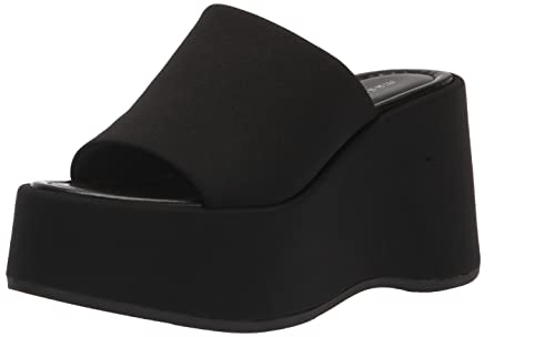 Madden Girl Women's Nicco Wedge Sandal, Black Fabric, 8.5