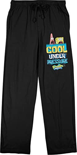 Spongebob Squarepants Cool Ocean Men's Black Sleep Pajama Pants-Large