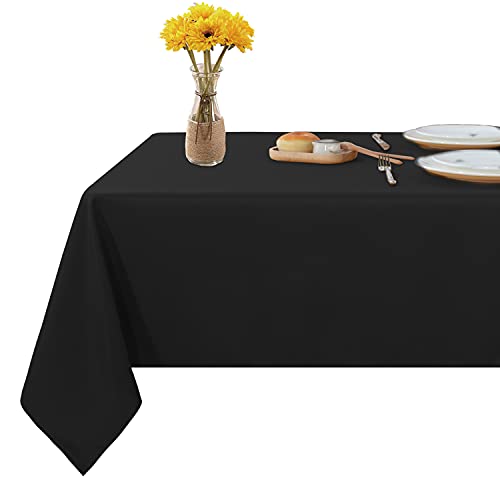 Fitable Rectangle 4 Feet Tablecloth 60x84 inch Tablecloth Stain and Wrinkle Resistant Washable Polyester Table Cloth, Decorative Table Cover for Dining Table, Buffet Parties and Camping Black