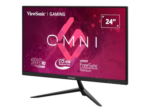 ViewSonic Omni VX2428 24 Inch Gaming Monitor 180hz 0.5ms 1080p IPS with FreeSync Premium, Frameless, HDMI, and DisplayPort, Black