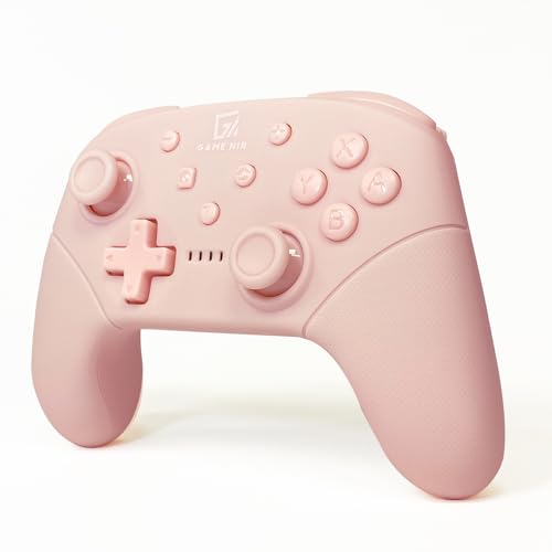 GAME'NIR CHERRY BLOSSOM PINK Wireless Switch Controller, Ergonomic Switch Pro Controller for Switch/Switch Lite/Switch OLED with Dual Motor, Gyro Axis, Turbo Function, 5 Level Vibration