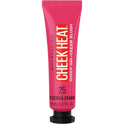 Maybelline Cheek Heat Gel-Cream Blush Makeup, Lightweight, Breathable Feel, Sheer Flush Of Color, Natural-Looking, Dewy Finish, Oil-Free, Fuchsia Spark, 1 Count