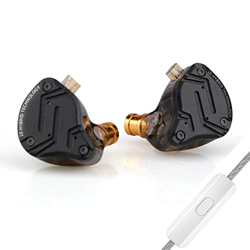 Linsoul KZ ZS10 PRO X Upgraded 1DD+4BA Hybrid Driver HiFi in Ear Earphones IEM with Alloy Faceplace Detachable Silver-Plated Recessed 0.75mm 2Pin Cable for Audiophile Musician DJ Stage (with Mic)