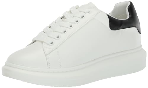 Steve Madden Women's Glacer Sneaker, White/Black, 8.5