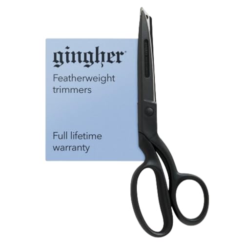 Gingher Featherweight Bent Handle Scissors - 8' Stainless Steel Shears - Sharp Fabric Scissors - Black