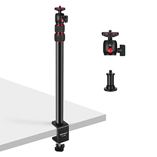 NEEWER Extendable Camera Desk Mount with 1/4' Ball Head, 17”-40” Adjustable Table Light Stand with 1/4' Screw Adapter and C Clamp for DSLR Camera, Ring Light, Live Stream, Vlog, Max Load: 6.6lb/3kg