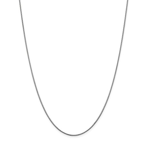 Solid 14k White Gold 1.1mm Round Snake Chain Necklace - with Secure Lobster Lock Clasp 20'
