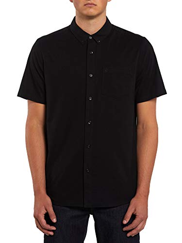 Volcom mens Everett Oxford Short Sleeve Button Down Shirt, New Black, X-Large US