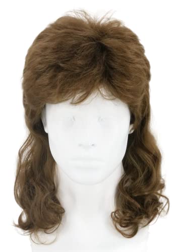 LeMarnia Men's Wig 80s Wig Brown Wave Mullet Wig Halloween Costume Fashion Wig Fancy Party Accessories Wig
