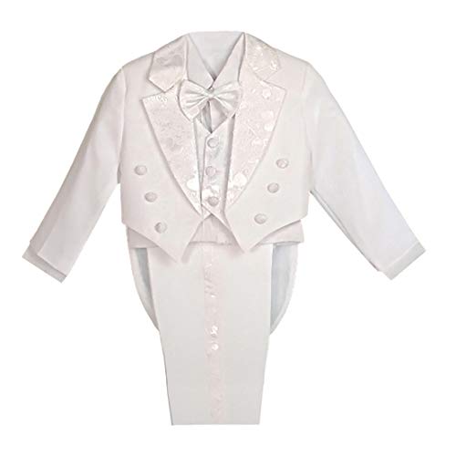 Dressy Daisy Toddler Boy Classic Fit Tuxedo White Suit 5 Pieces Set Formal Wear Wedding Outfit Size 3T, with Vest
