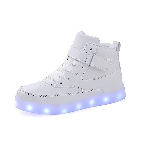 Voovix Unisex LED Shoes Light Up Shoes High Top Sneakers for Women Men white41