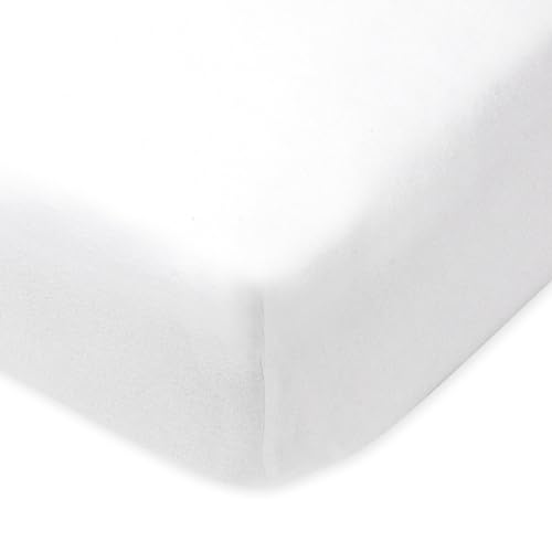 HonestBaby Fitted Crib Sheets Fits Standard Mattress Bassinet, Mini Prints 100% Organic Cotton Baby Boys, Girls, Unisex, Bright White Fitted Crib Sheet, One Size