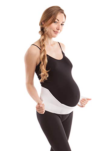 GABRIALLA Elastic Pregnancy Belly Band for Pregnant Women, Baby Safe Design, Adjustable & Breathable Maternity Belt, Improve Posture and Relieves Back, Joint, & Hip Strain (MS-96 White, 2XL)